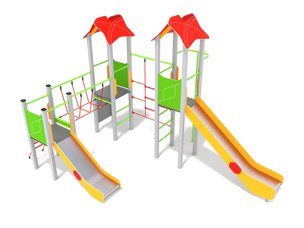Set cu trei turnuri cu tobogane pentru loc de joacă - BGL-00105
