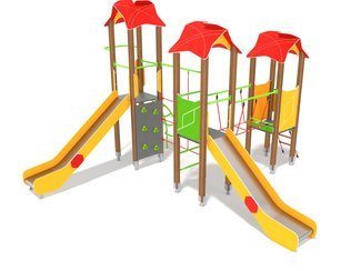 Set cu trei turnuri cu tobogane pentru loc de joacă - BGL-00813 imagine principala