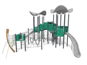 Vapor din materiale reciclate set cu două turnuri pentru loc de joacă - BGL-1213 RECYCLED