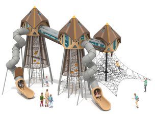 Turnuri triple cu tobogane și structură de frânghii - BGL-1433