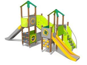 Set turnuri cu podeț și tobogan pentru loc de joacă - BGL-8026