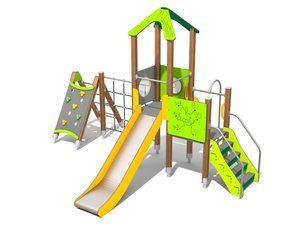 Căsuță cu tobogan și panou de cățărare pentru loc de joacă - BGL-8065