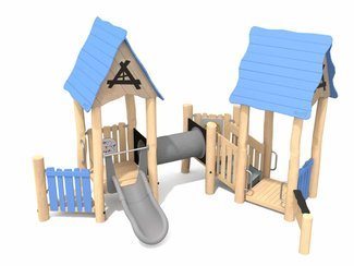 Set cu două turnuri pentru loc de joacă din lemn - BGL-81-4-12IX22-1B imagine principala