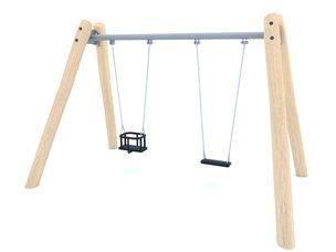 Leagăn dublu din salcâm pentru loc de joacă - BGL-8103