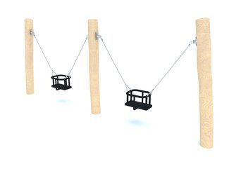 Leagăn dublu pentru copii din salcâm pentru loc de joacă - BGL-8128 imagine principala