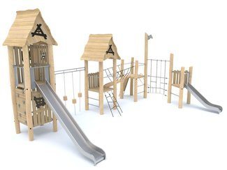 Set multiturn cu tobogan din salcâm pentru loc de joacă - BGL-8178 imagine principala