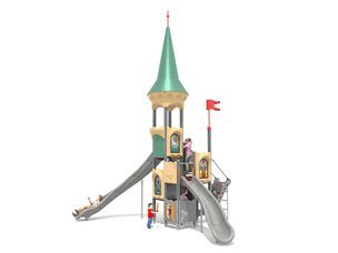 Castel cu un turn pentru loc de joacă cu două tobogane - BGL-8603