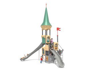 Castel cu un turn pentru loc de joacă cu două tobogane - BGL-8603 imagine principala