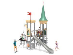 Castel cu două turnuri pentru loc de joacă cu tobogane - BGL-8609
