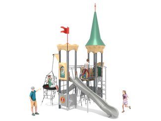 Castel cu două turnuri pentru loc de joacă cu tobogane - BGL-8609 imagine principala