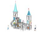 Castel cu două turnuri pentru loc de joacă cu tobogan și structură de frânghii - BGL-8610 imagine 10