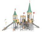 Castel cu trei turnuri pentru loc de joacă cu tobogane și structură de frânghii - BGL-8616 imagine 2
