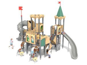 Castel cu două turnuri pentru loc de joacă cu tobogane - BGL-8618